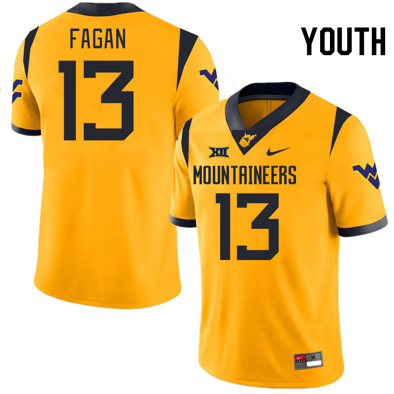 Youth #13 Dontez Fagan West Virginia Mountaineers College 2024 New Uniforms Football Jerseys Stitche